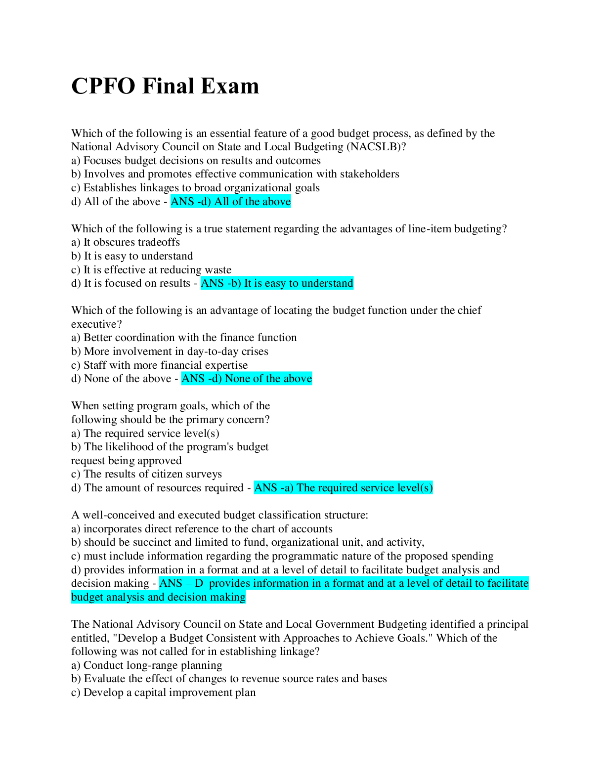 Preview image for CPFO / 100% Accurate Answers